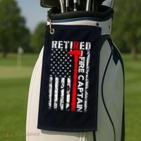 Retired Firefighter Fire Captain Retirement UAS flag Gifts Golf Towel thumb 2