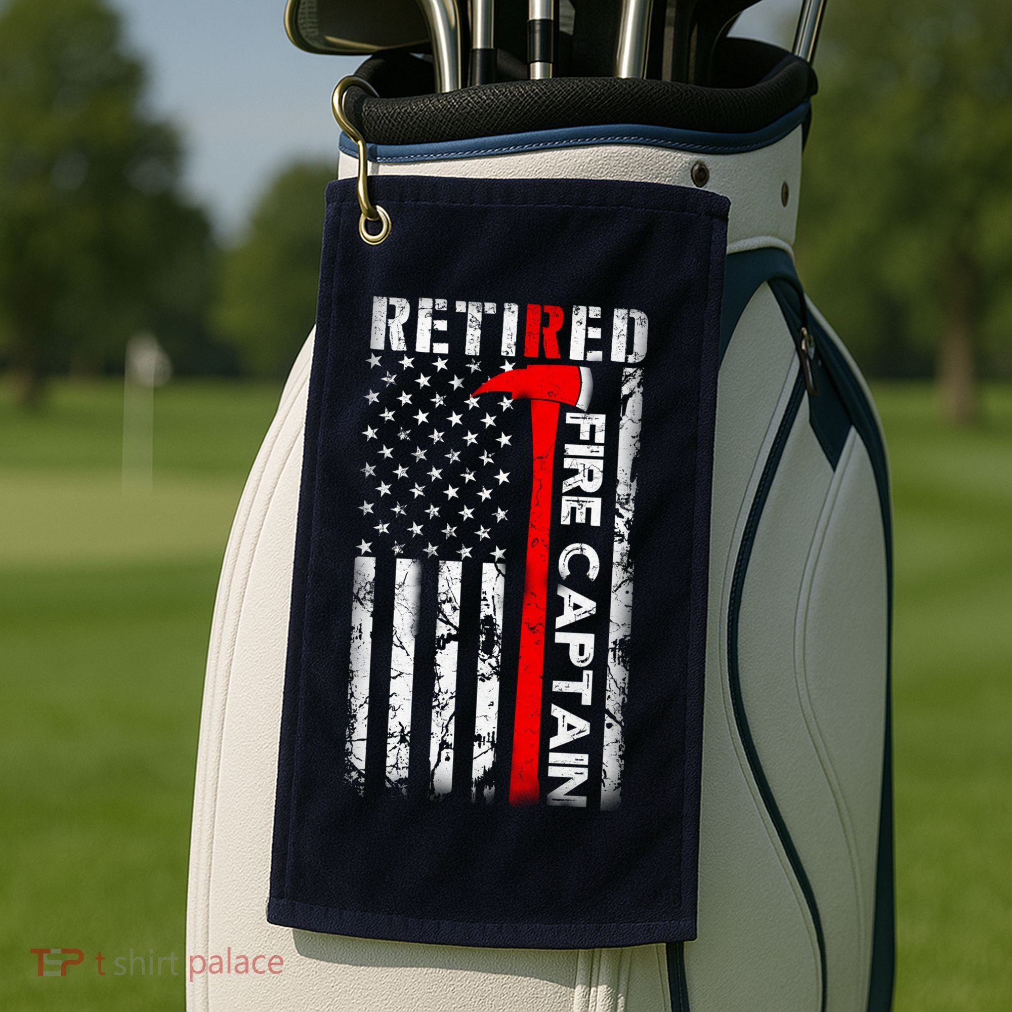 Retired Firefighter Fire Captain Retirement UAS flag Gifts Golf Towel