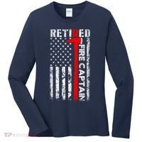 Retired Firefighter Fire Captain Retirement UAS flag Gifts Women's Long Sleeve Shirt thumb 0