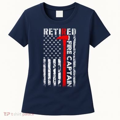 Retired Firefighter Fire Captain Retirement UAS flag Gifts Women's T-Shirt