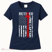 Retired Firefighter Fire Captain Retirement UAS flag Gifts Women's T-Shirt thumb 0