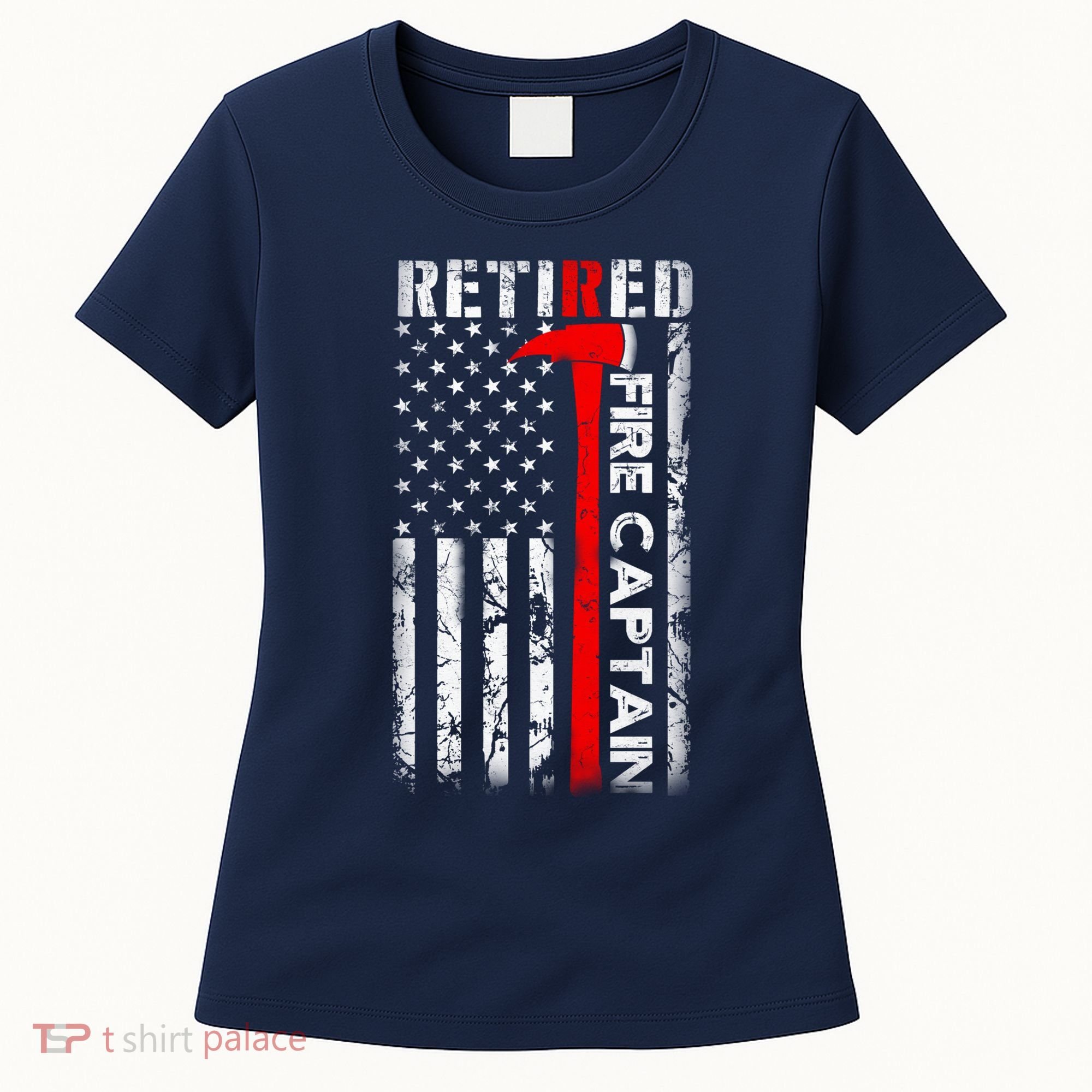Retired Firefighter Fire Captain Retirement UAS flag Gifts Women's T-Shirt