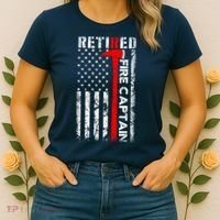 Retired Firefighter Fire Captain Retirement UAS flag Gifts Women's T-Shirt thumb 2