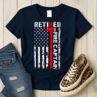 Retired Firefighter Fire Captain Retirement UAS flag Gifts Women's T-Shirt thumb 3