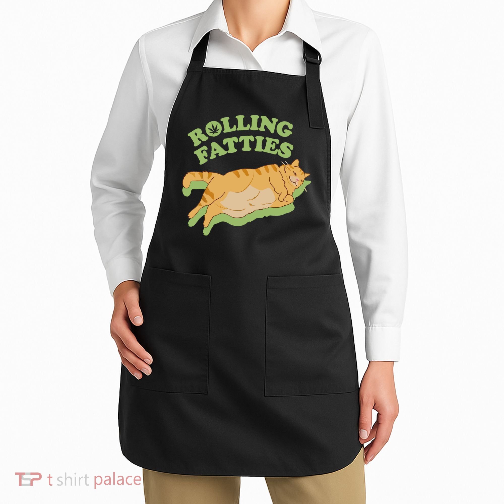 Rolling Fatties Funny Weed Cat Marijuana Apron