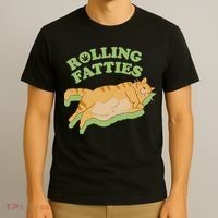Rolling Fatties Funny Weed Cat Marijuana T-Shirt thumb 3
