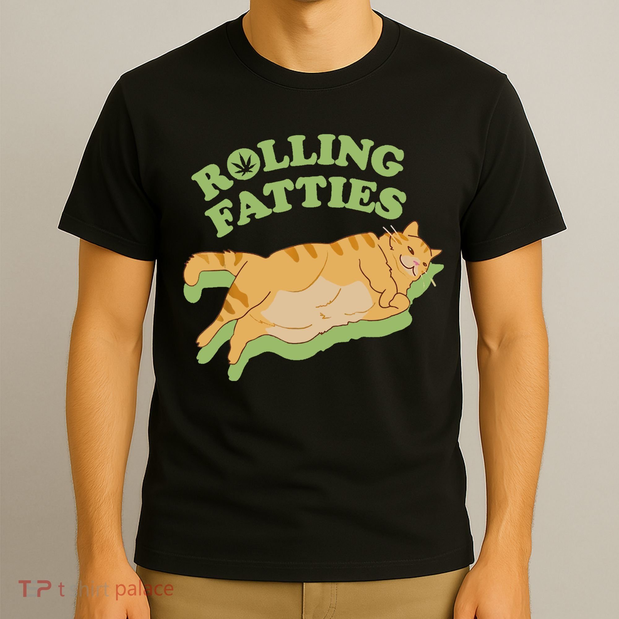 Rolling Fatties Funny Weed Cat Marijuana T-Shirt