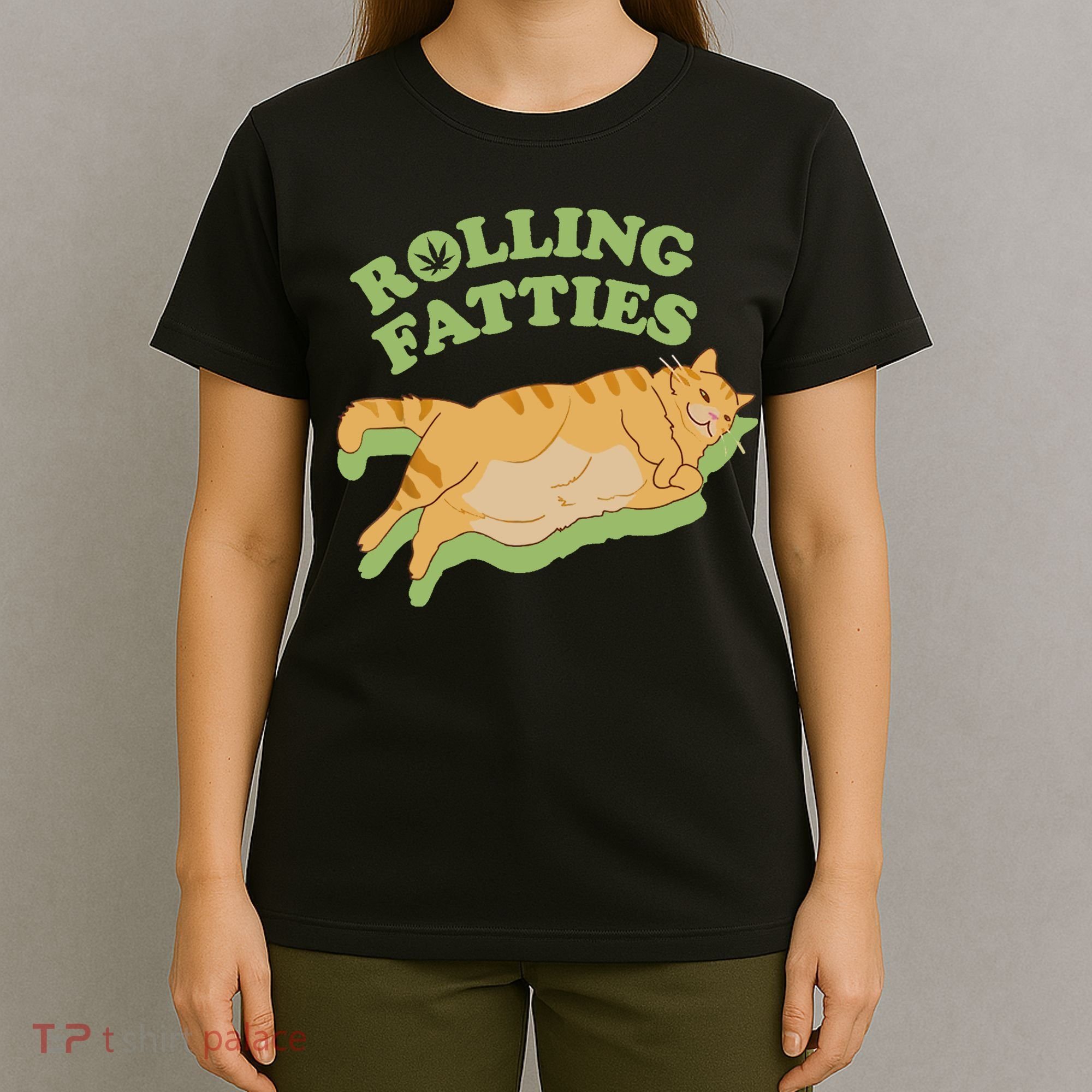 Rolling Fatties Funny Weed Cat Marijuana T-Shirt