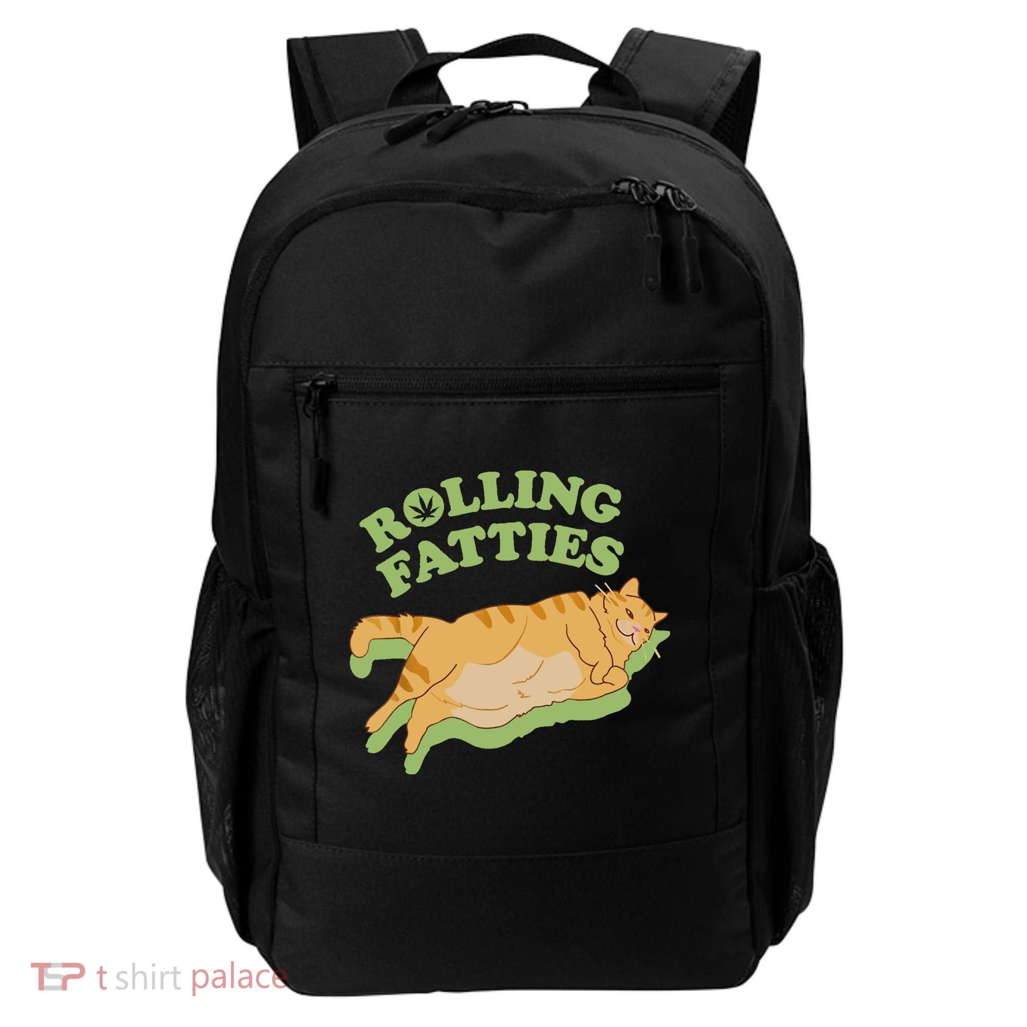 Rolling Fatties Funny Weed Cat Marijuana Backpack