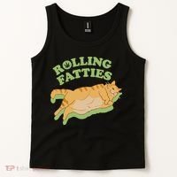 Rolling Fatties Funny Weed Cat Marijuana Tank Top thumb 2