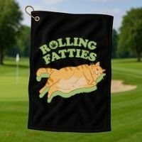 Rolling Fatties Funny Weed Cat Marijuana Golf Towel thumb 1