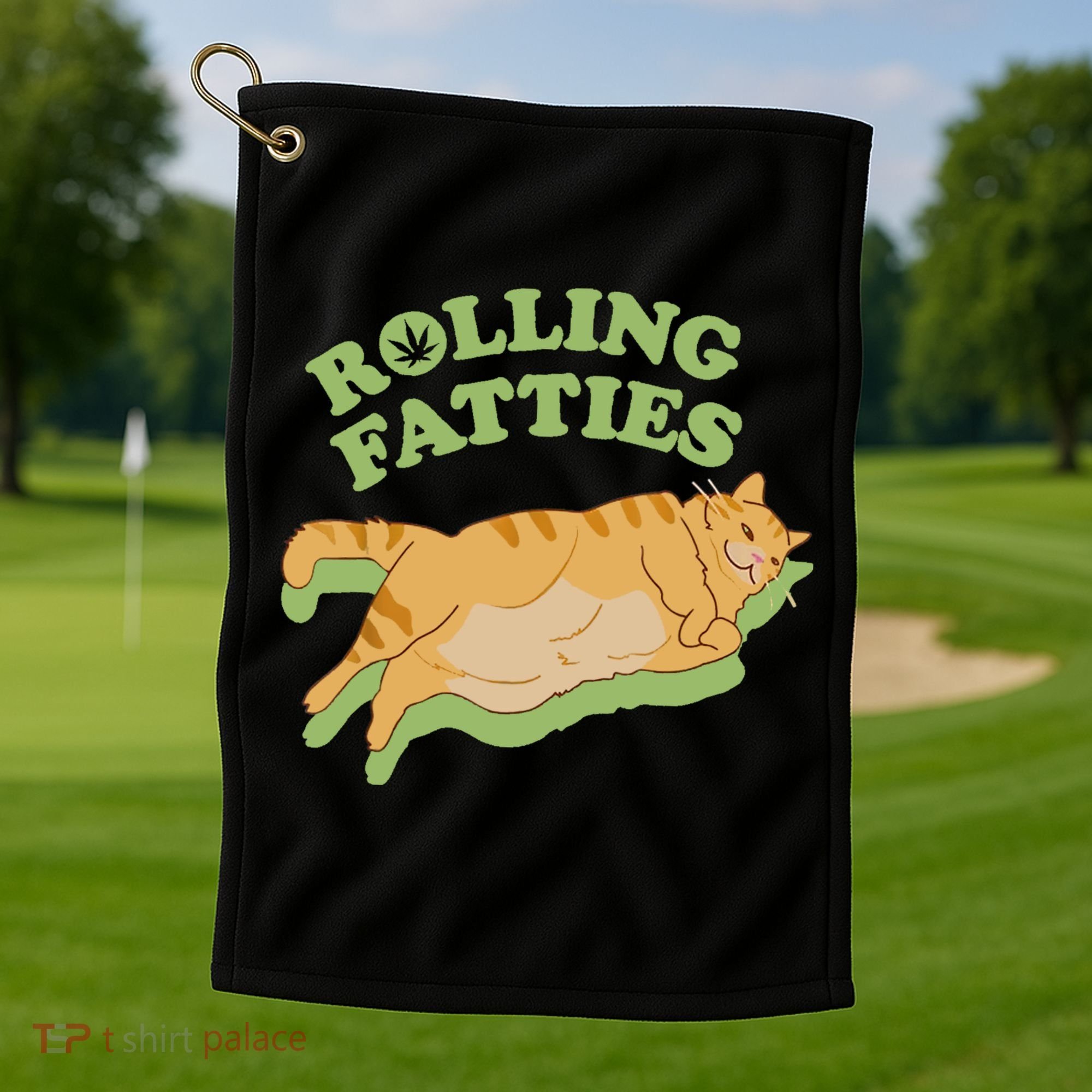 Rolling Fatties Funny Weed Cat Marijuana Golf Towel