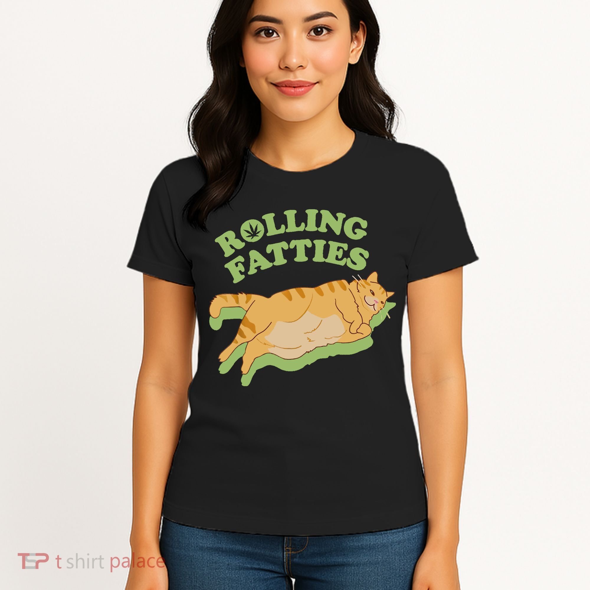 Rolling Fatties Funny Weed Cat Marijuana Women's T-Shirt