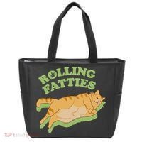 Rolling Fatties Funny Weed Cat Marijuana Tote Bag thumb 0
