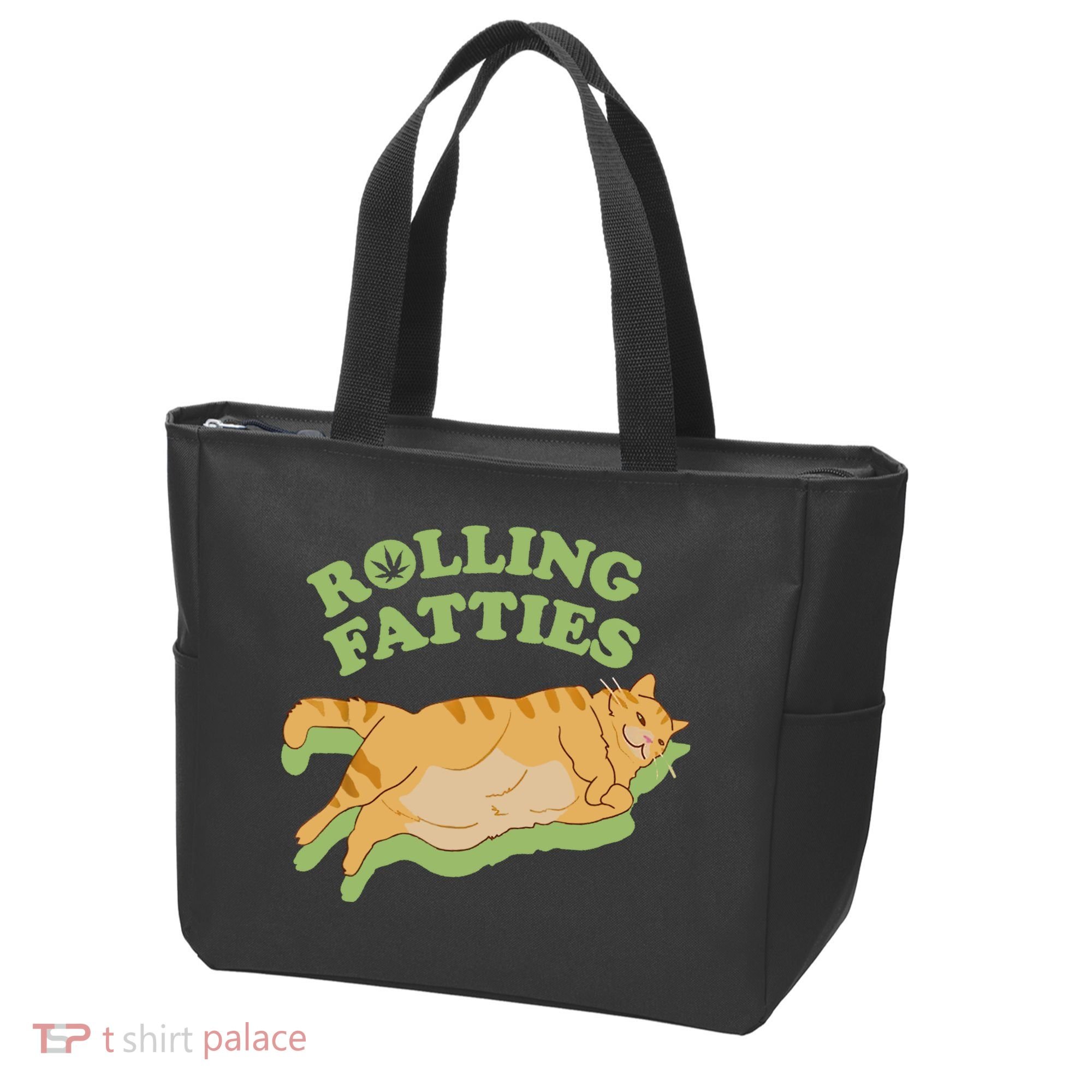 Rolling Fatties Funny Weed Cat Marijuana Tote Bag