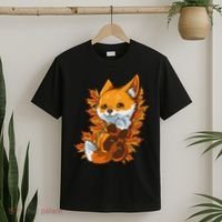 Red Forest Fox Baby Animal Autumn Fall Leaves T-Shirt thumb 2