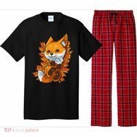 Red Forest Fox Baby Animal Autumn Fall Leaves Pajama Set thumb 0
