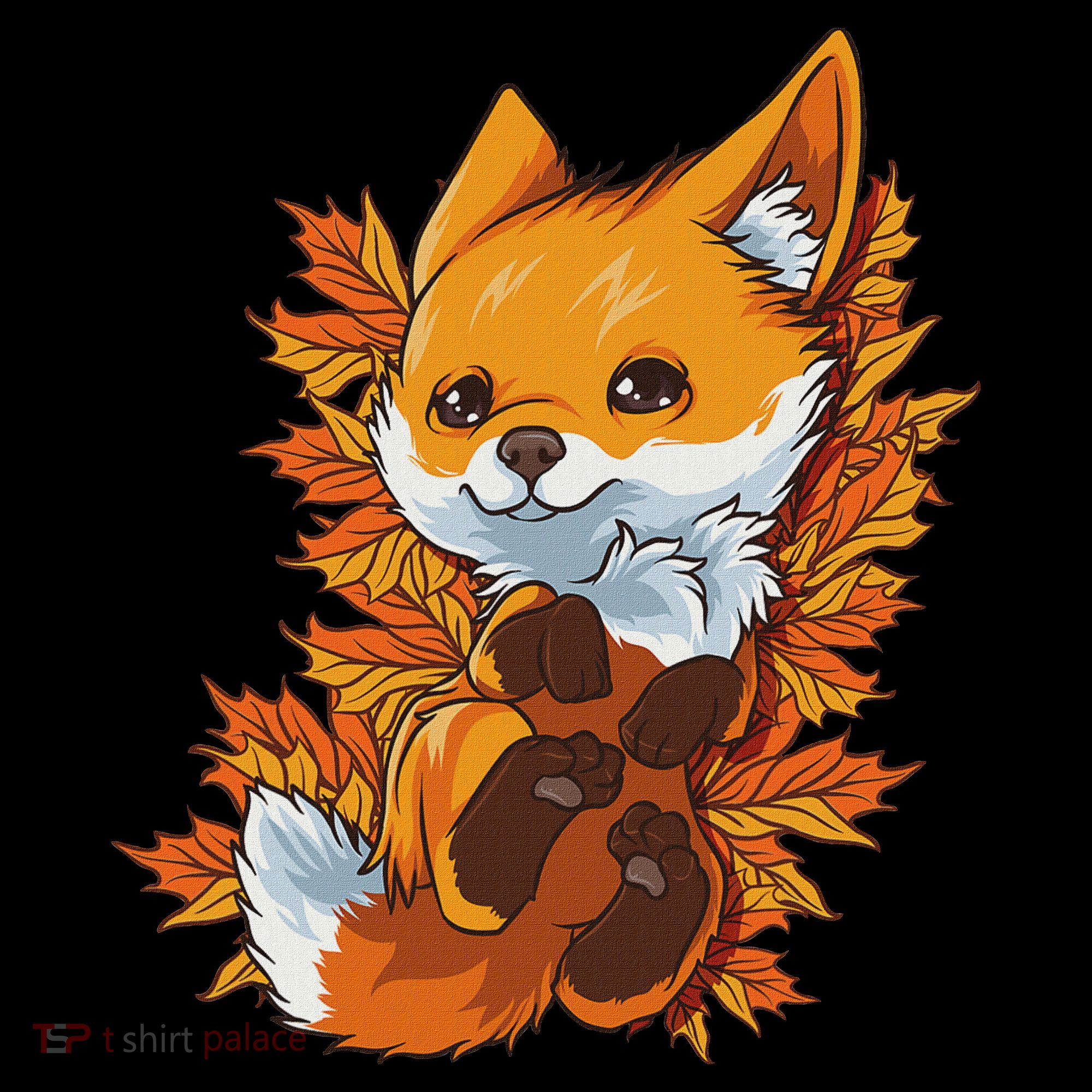 Red Forest Fox Baby Animal Autumn Fall Leaves Women's Hoodie