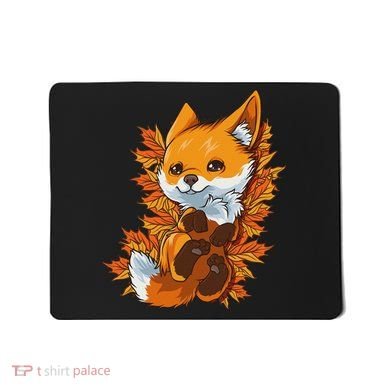 Red Forest Fox Baby Animal Autumn Fall Leaves Mousepad