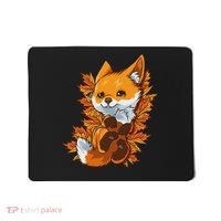 Red Forest Fox Baby Animal Autumn Fall Leaves Mousepad thumb 0