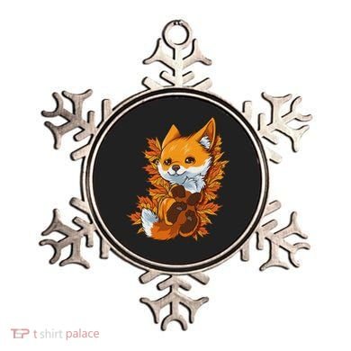 Red Forest Fox Baby Animal Autumn Fall Leaves Ornament