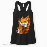 Red Forest Fox Baby Animal Autumn Fall Leaves Women's Tank Top thumb 0