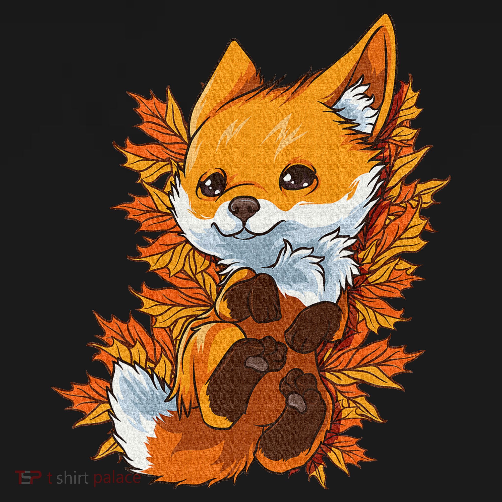 Red Forest Fox Baby Animal Autumn Fall Leaves Women's Tank Top