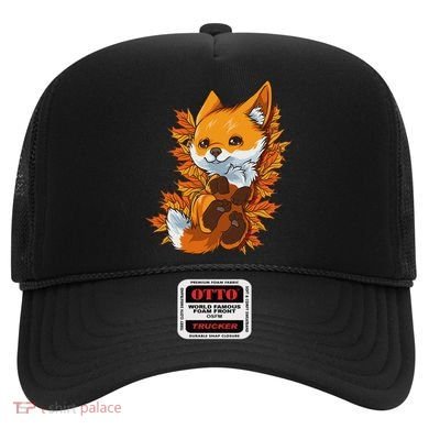 Red Forest Fox Baby Animal Autumn Fall Leaves Hat