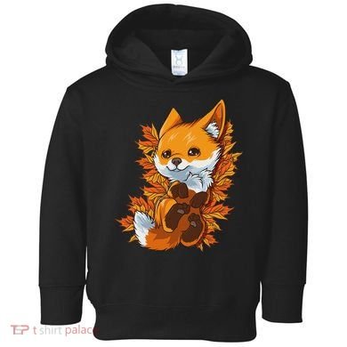 Red Forest Fox Baby Animal Autumn Fall Leaves Toddler Hoodie