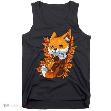 Red Forest Fox Baby Animal Autumn Fall Leaves Tank Top