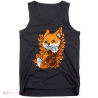 Red Forest Fox Baby Animal Autumn Fall Leaves Tank Top thumb 0