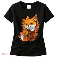 Red Forest Fox Baby Animal Autumn Fall Leaves Women's T-Shirt thumb 0