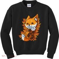 Red Forest Fox Baby Animal Autumn Fall Leaves Kids Sweatshirt thumb 0