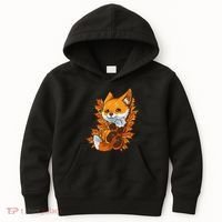 Red Forest Fox Baby Animal Autumn Fall Leaves Kids Hoodie thumb 0