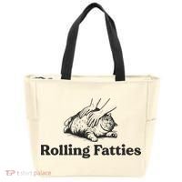 Rolling Fatties Funny Cat Lover Tote Bag thumb 0