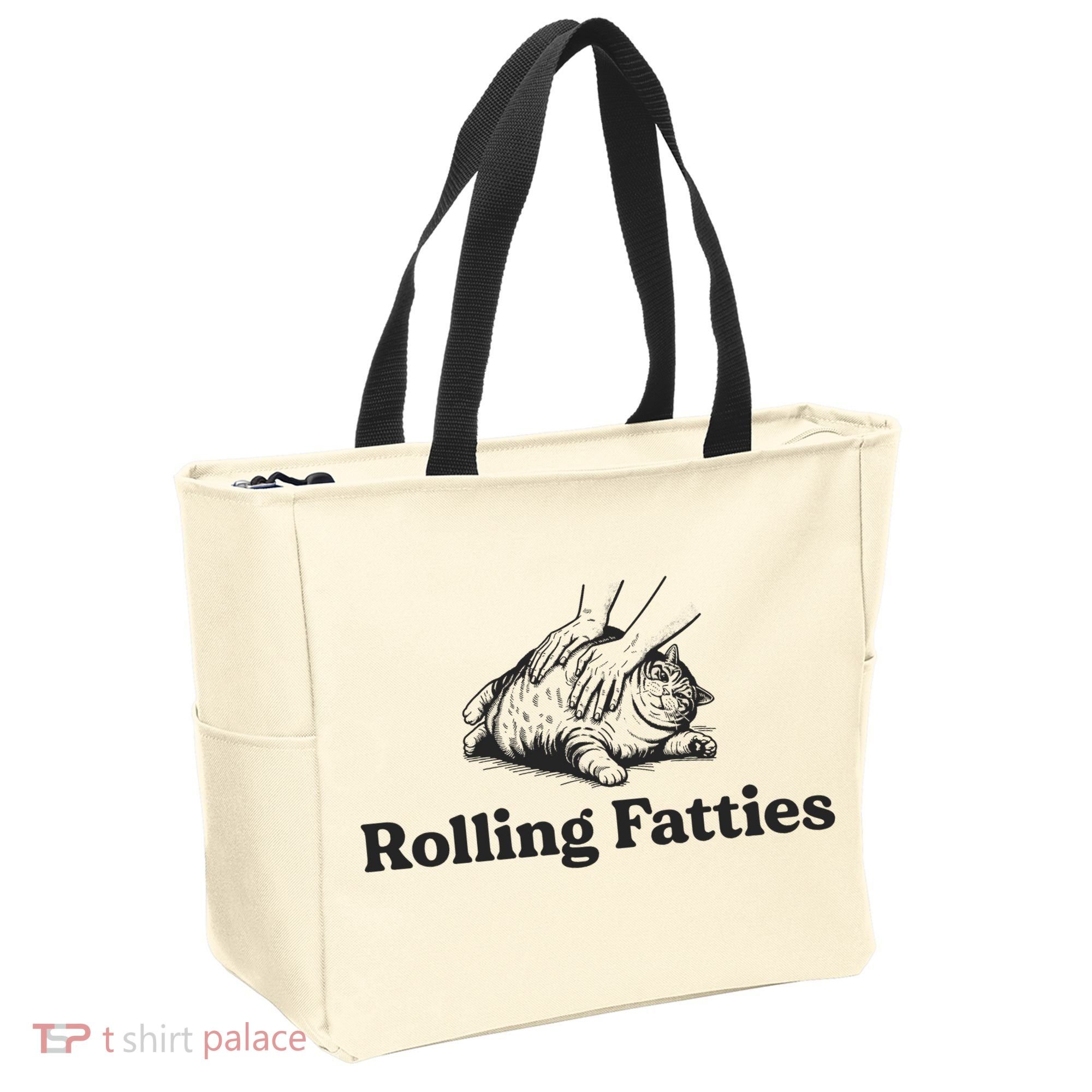 Rolling Fatties Funny Cat Lover Tote Bag
