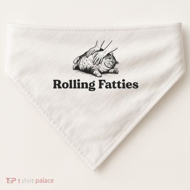 Rolling Fatties Funny Cat Lover USA-Made Doggie Bandana