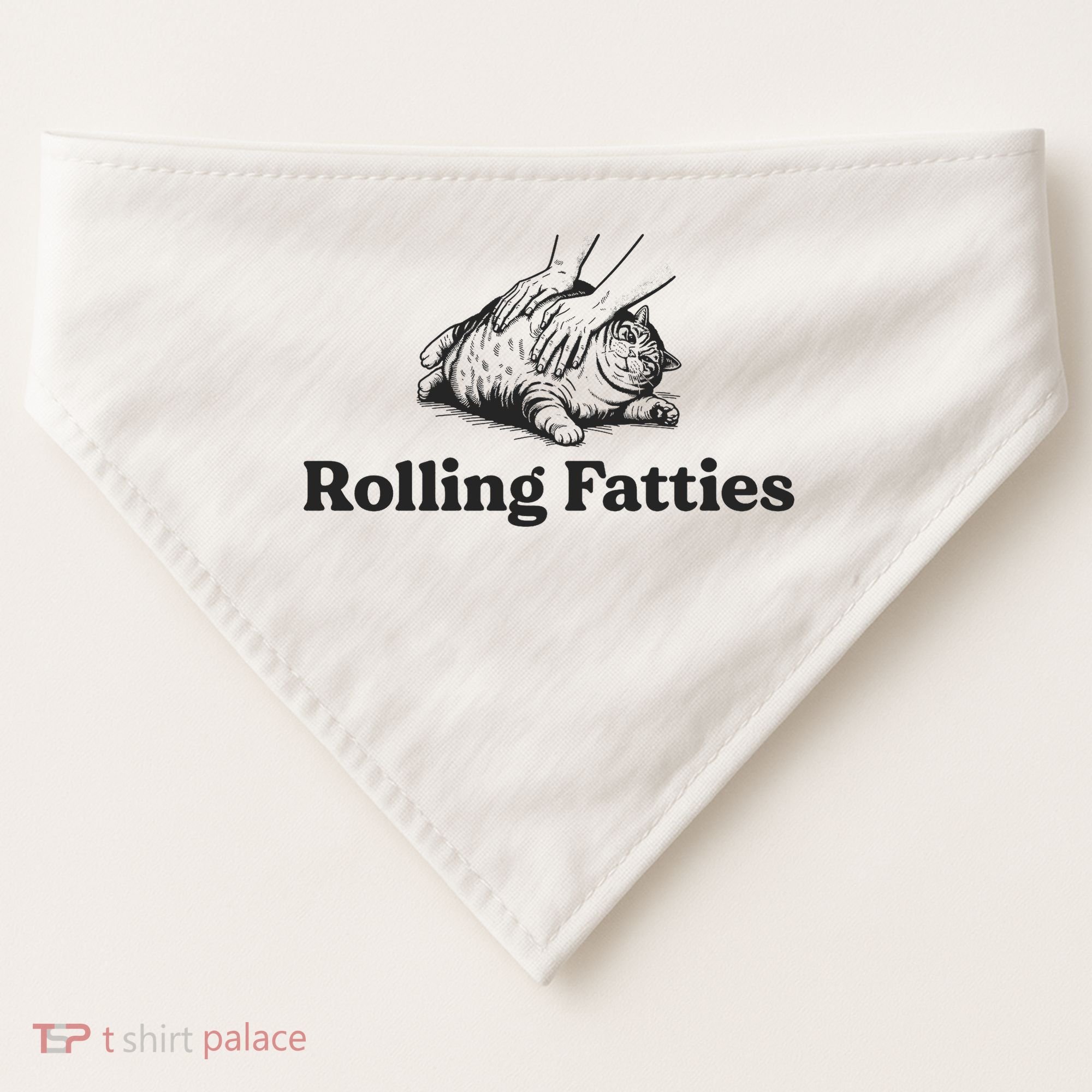 Rolling Fatties Funny Cat Lover USA-Made Doggie Bandana