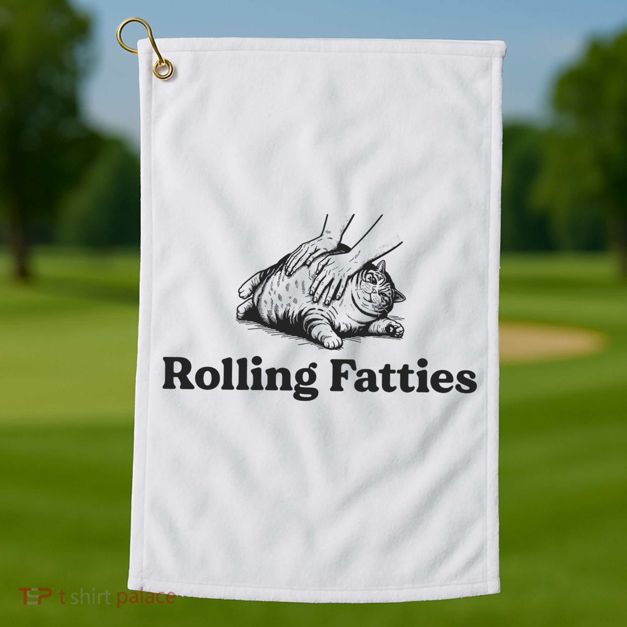 Rolling Fatties Funny Cat Lover Golf Towel