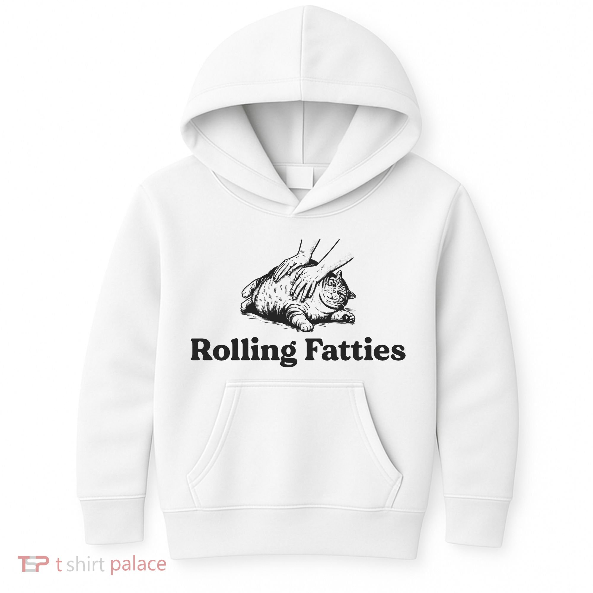 Rolling Fatties Funny Cat Lover Kids Hoodie