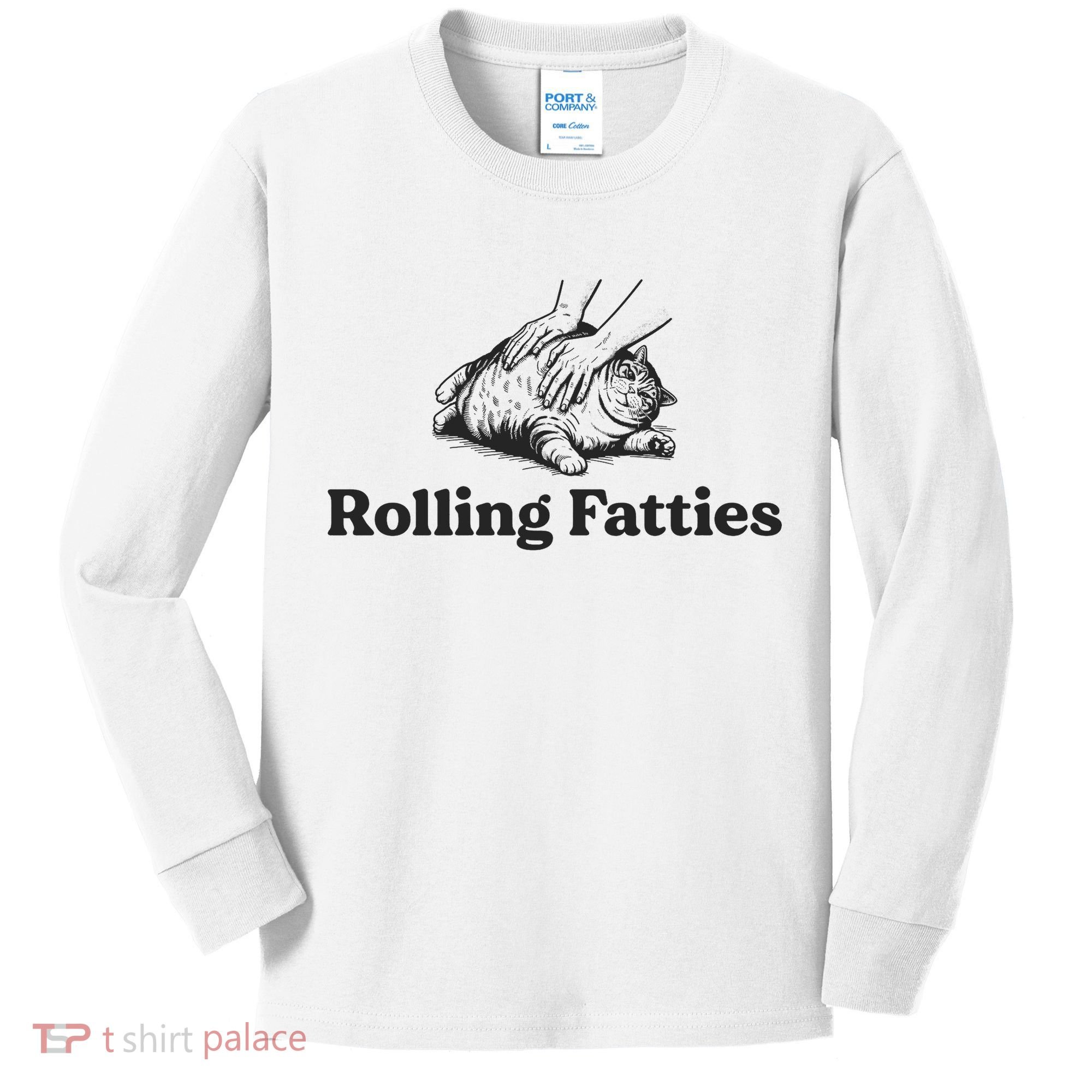 Rolling Fatties Funny Cat Lover Kids Long Sleeve Shirt