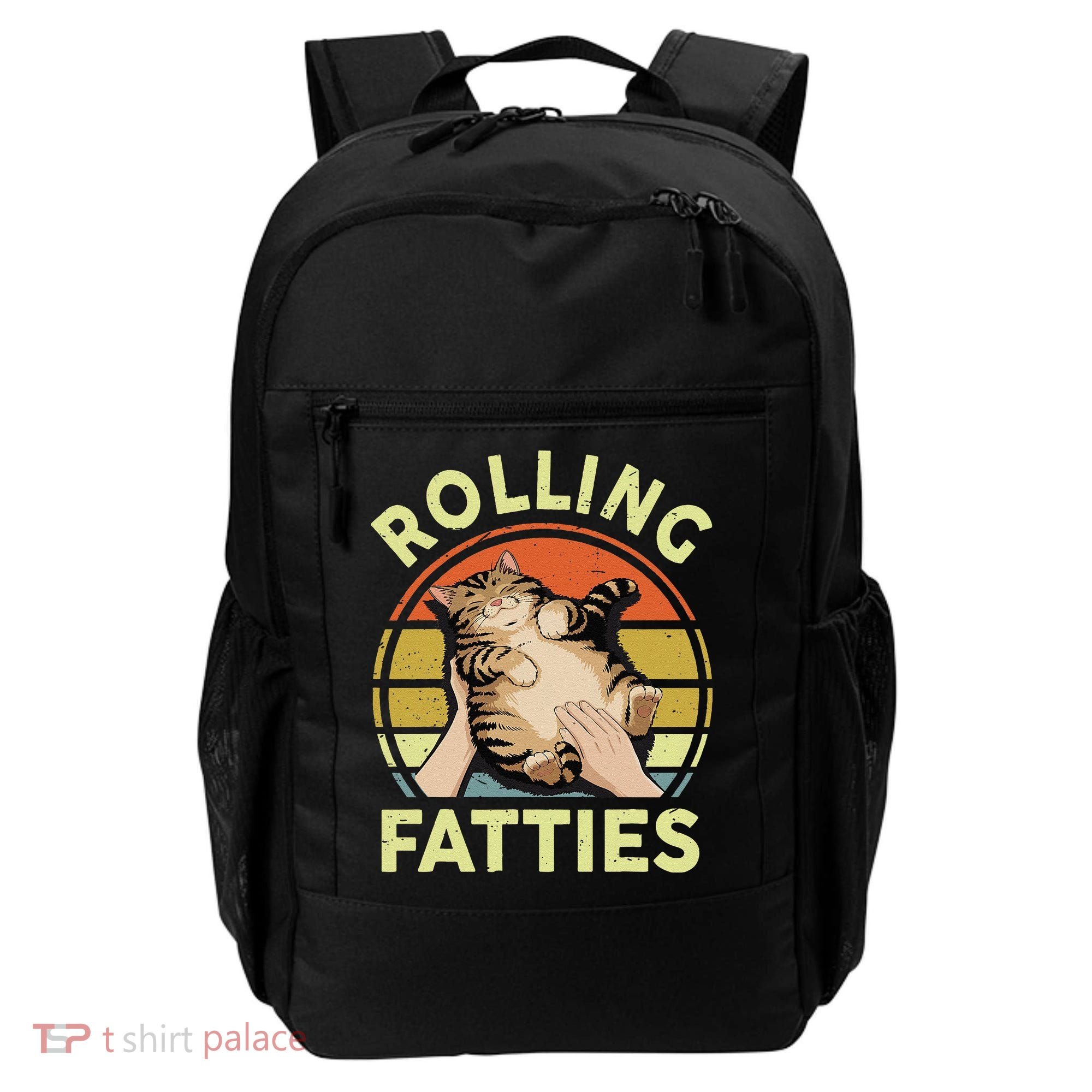 Rolling Fatties Funny Tabby Cat Breed Mom Dad Kitten Retro Backpack