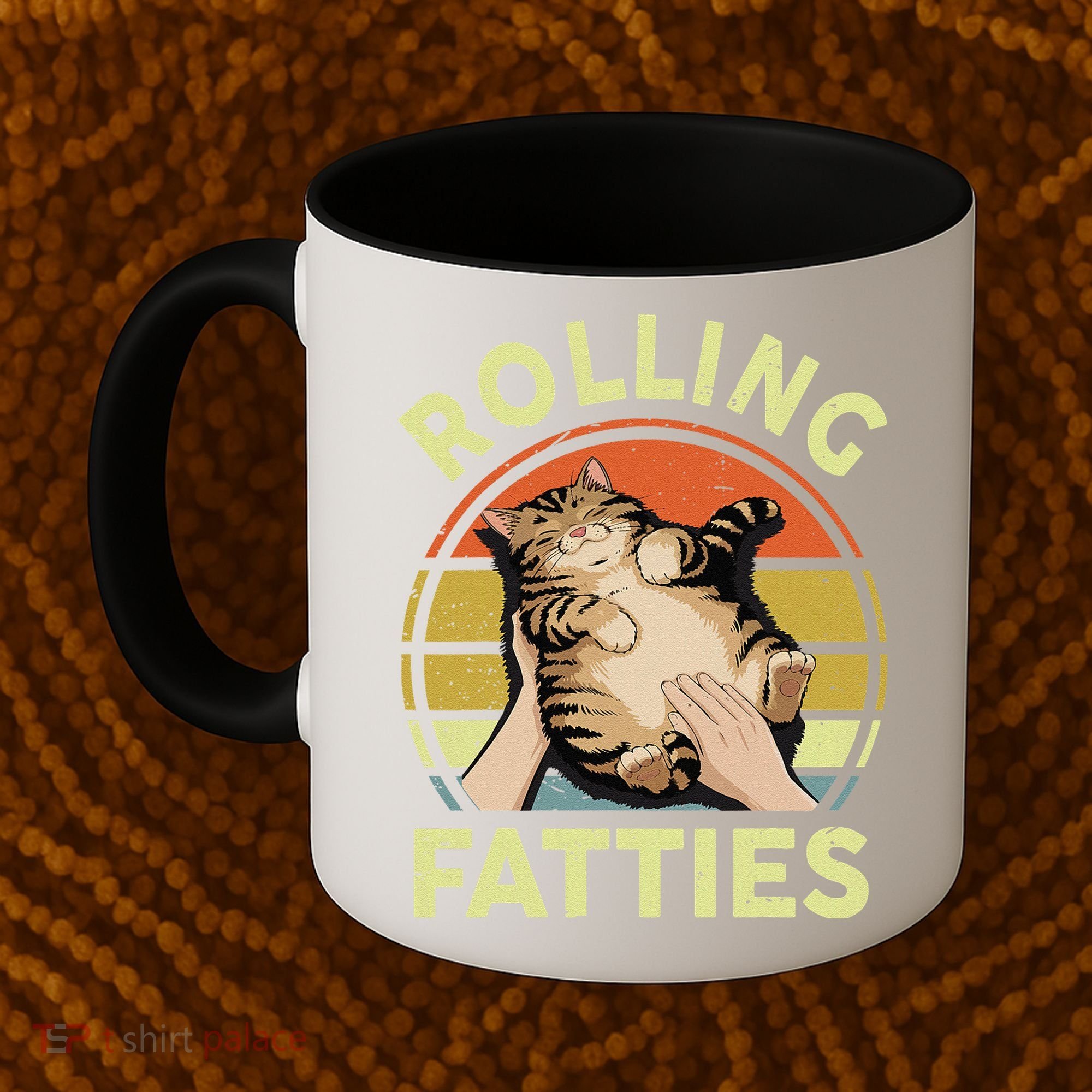 Rolling Fatties Funny Tabby Cat Breed Mom Dad Kitten Retro Coffee Mug