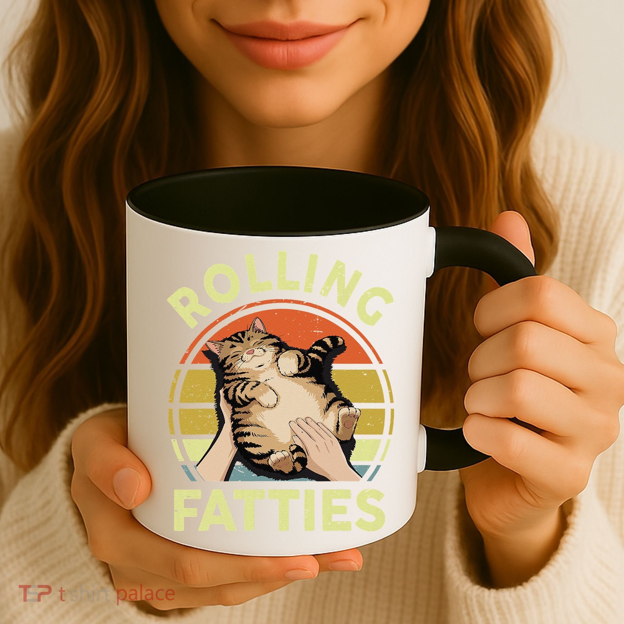 Rolling Fatties Funny Tabby Cat Breed Mom Dad Kitten Retro Coffee Mug