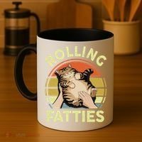 Rolling Fatties Funny Tabby Cat Breed Mom Dad Kitten Retro Coffee Mug thumb 4