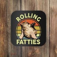 Rolling Fatties Funny Tabby Cat Breed Mom Dad Kitten Retro Coaster thumb 0