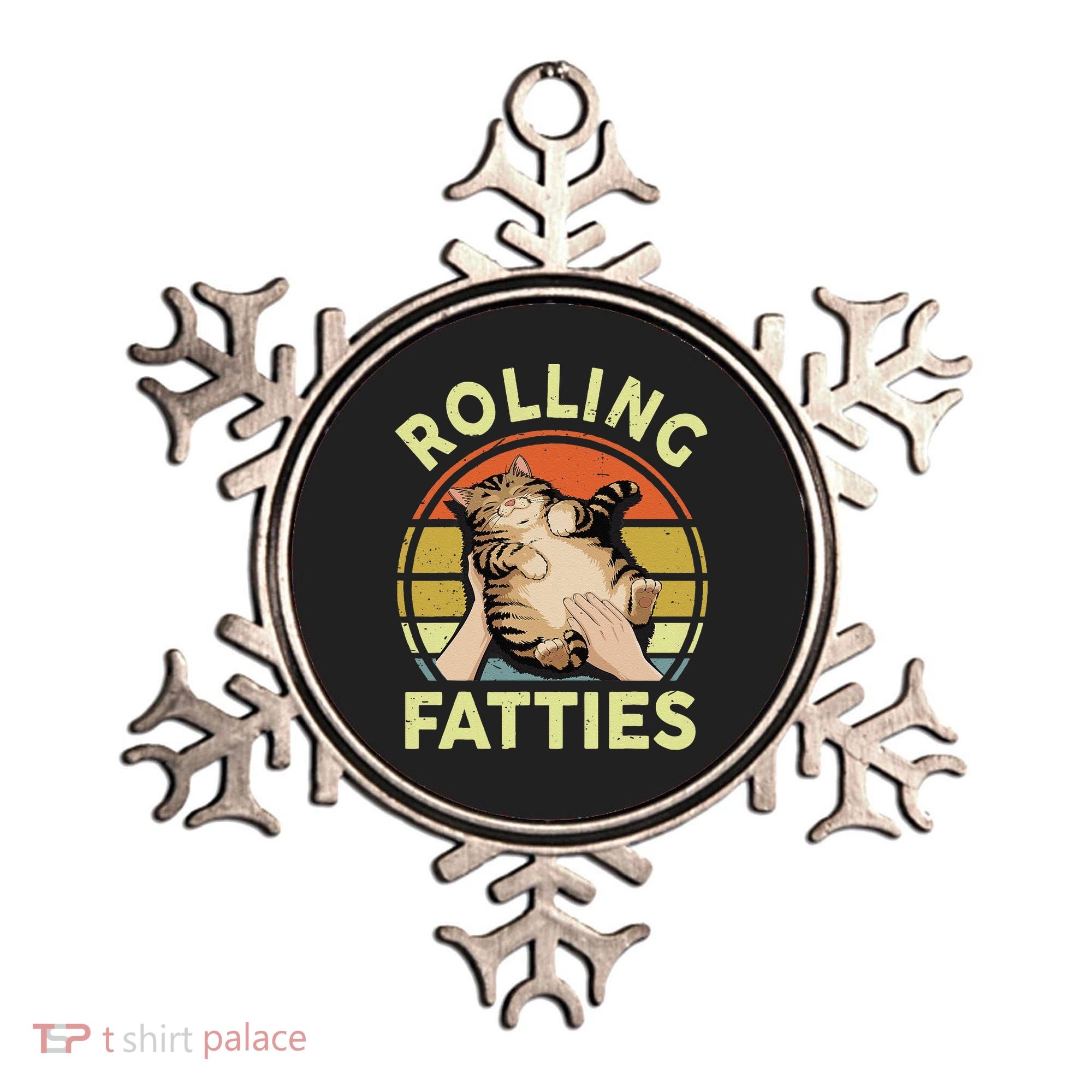 Rolling Fatties Funny Tabby Cat Breed Mom Dad Kitten Retro Ornament