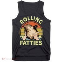 Rolling Fatties Funny Tabby Cat Breed Mom Dad Kitten Retro Tank Top thumb 0