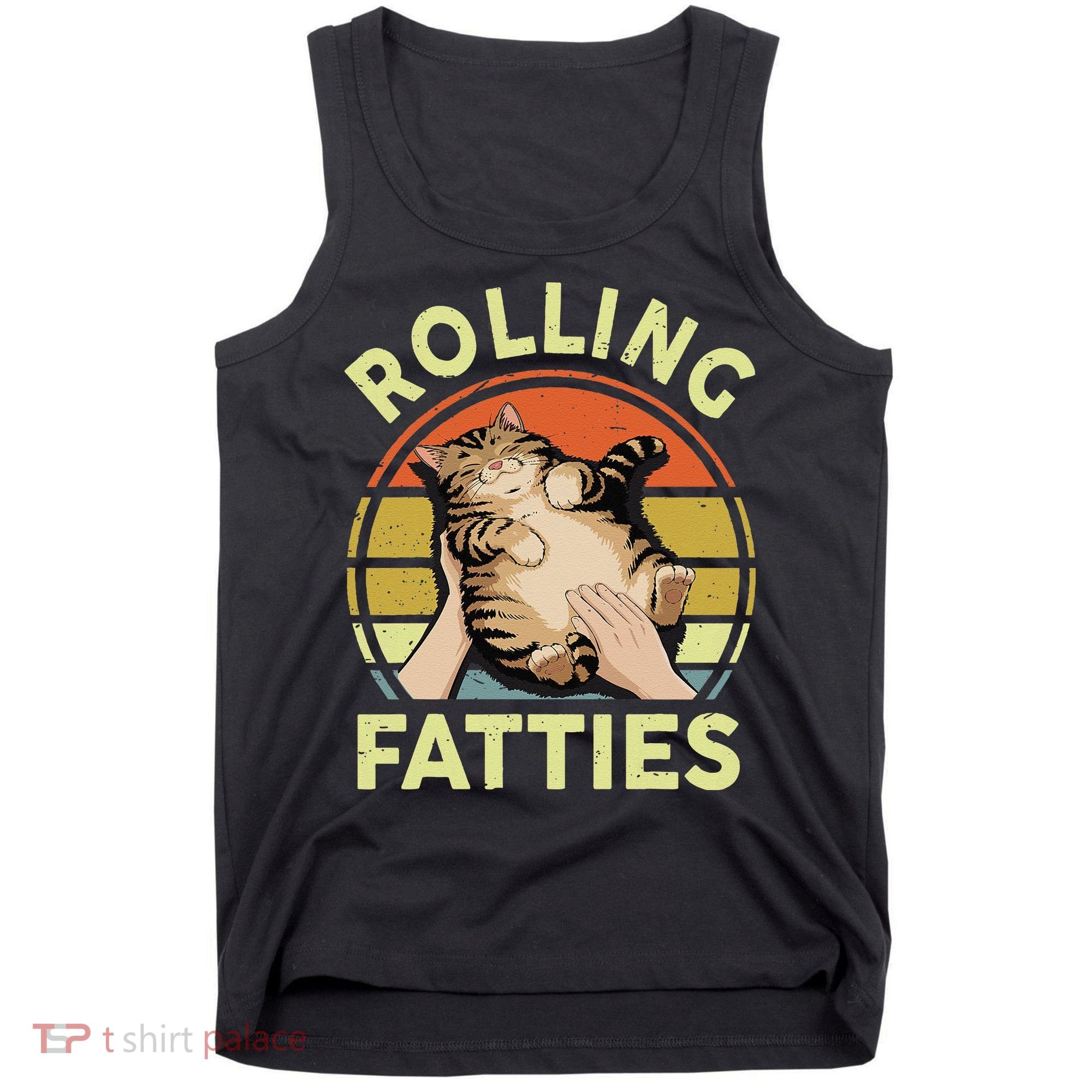 Rolling Fatties Funny Tabby Cat Breed Mom Dad Kitten Retro Tank Top