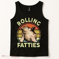 Rolling Fatties Funny Tabby Cat Breed Mom Dad Kitten Retro Tank Top thumb 2